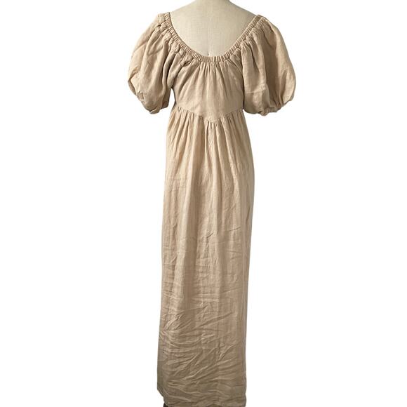 Lobo Rosa Tan Linen Long Maxi Off Shoulder Mimi Dress - Picture 5 of 9
